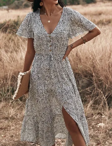 Rochie medie SHEIN, alb/negru