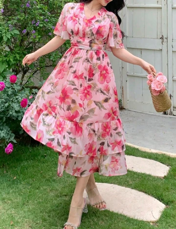 Rochie medie Dazy, floral print