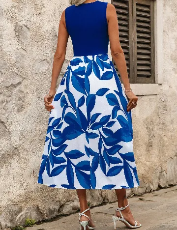 Rochie medie SHEIN, albastru/alb