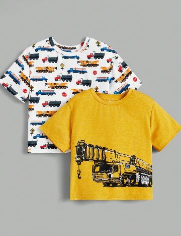 Set Tricouri 2 bucati Shein Kids, mix culori