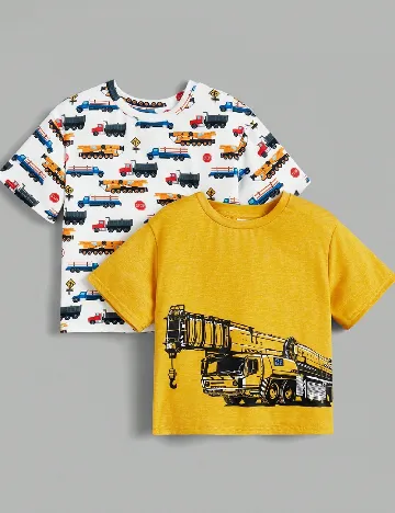 Set Tricouri 2 bucati Shein Kids, mix culori