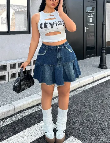 Fusta SHEIN CURVE, albastru