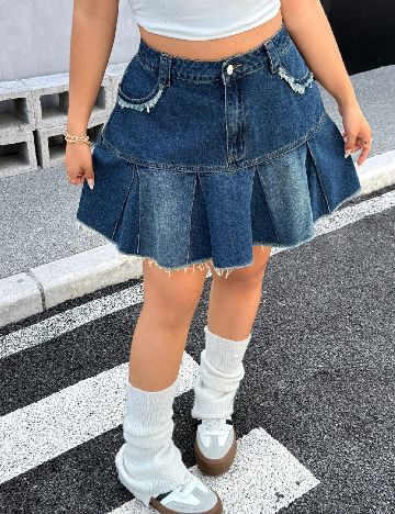 Fusta SHEIN CURVE, albastru