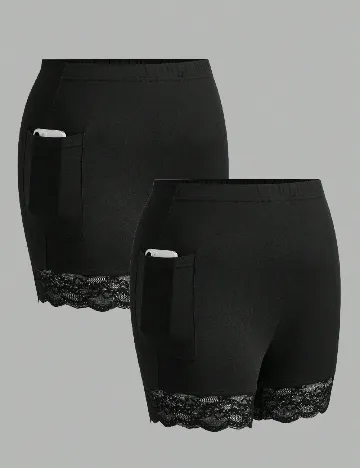 Set Pantaloni scurti 2 perechi SHEIN CURVE, negru