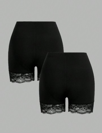 Set Pantaloni scurti 2 perechi SHEIN CURVE, negru