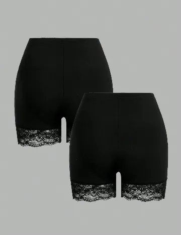 Set Pantaloni scurti 2 perechi SHEIN CURVE, negru