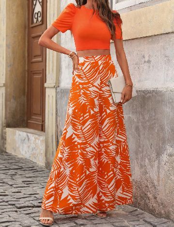 Compleu SHEIN, portocaliu/alb