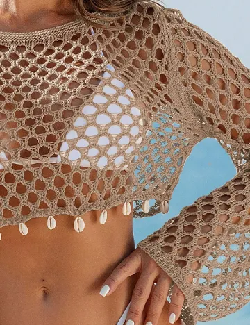 Bluza de plaja SHEIN, maro