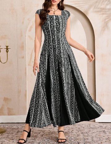 Rochie lunga SHEIN, alb/negru