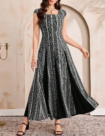 Rochie lunga SHEIN, alb/negru