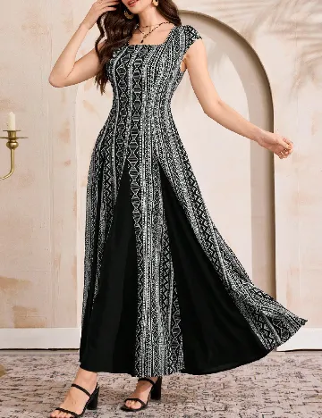 Rochie lunga SHEIN, alb/negru