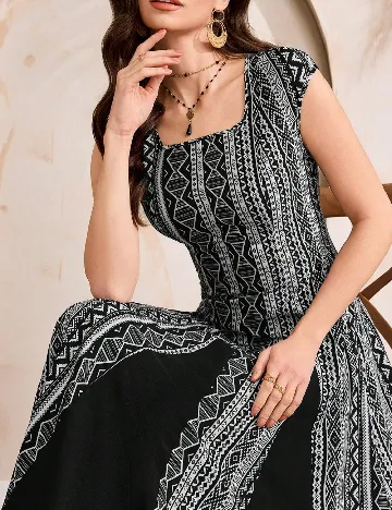 Rochie lunga SHEIN, alb/negru