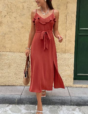 Rochie medie SHEIN, caramiziu