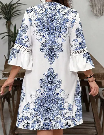 Rochie scurta SHEIN CURVE, albastru/alb