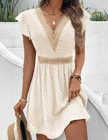 Rochie scurta SHEIN, crem