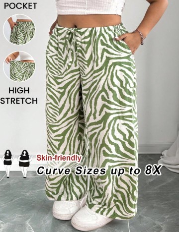 Pantaloni SHEIN CURVE, verde