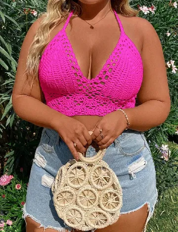 Top de baie SHEIN CURVE, roz