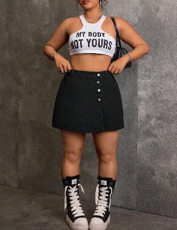 Fusta pantalon SHEIN CURVE, negru