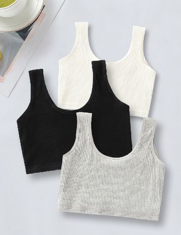 Set bustiere 3 bucati Shein Kids, mix culori