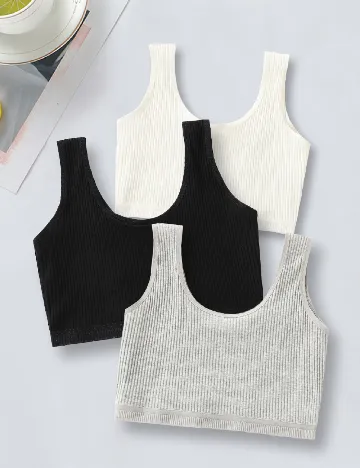 Set bustiere 3 bucati Shein Kids, mix culori