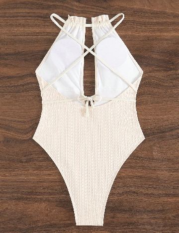 Costum de baie SHEIN, crem