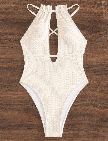 Costum de baie SHEIN, crem