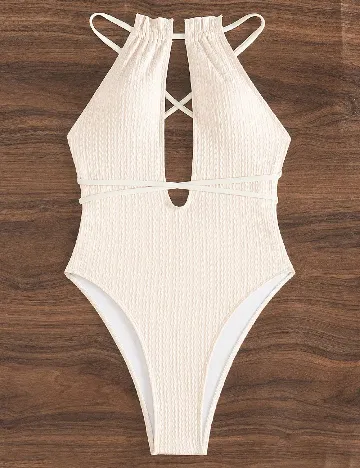 Costum de baie SHEIN, crem