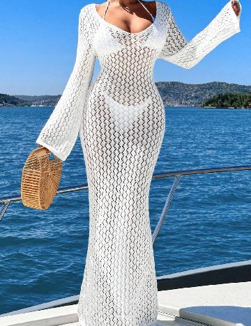 Rochie de plaja SHEIN, alb