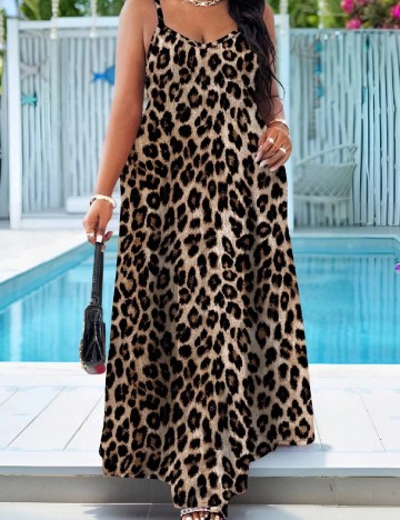 Rochie lunga Emery Rose Curve, animal print