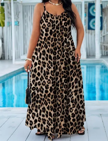 Rochie lunga Emery Rose Curve, animal print