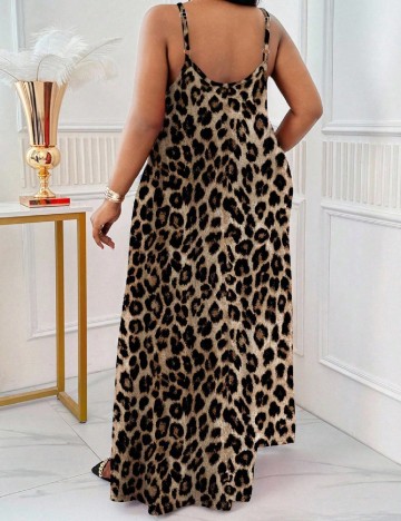 Rochie lunga Emery Rose Curve, animal print