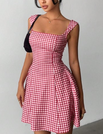 Rochie scurta SHEIN, rosu/alb