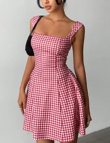 Rochie scurta SHEIN, rosu/alb