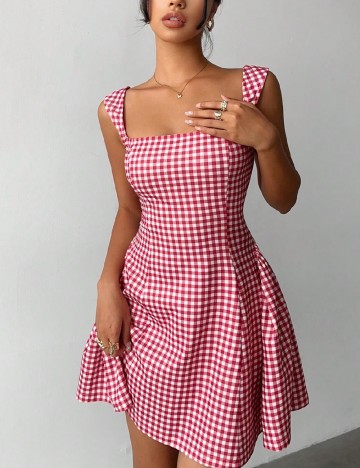 Rochie scurta SHEIN, rosu/alb