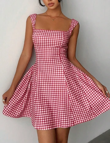 Rochie scurta SHEIN, rosu/alb