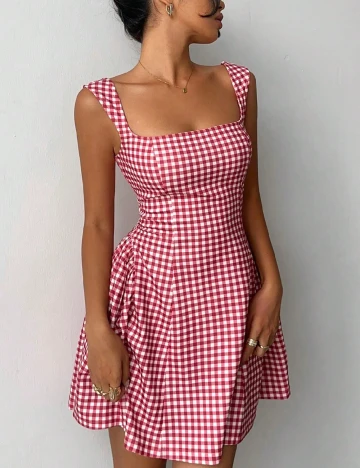 Rochie scurta SHEIN, rosu/alb