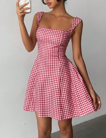 Rochie scurta SHEIN, rosu/alb