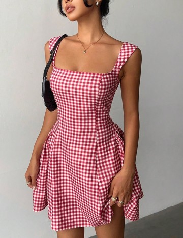 Rochie scurta SHEIN, rosu/alb