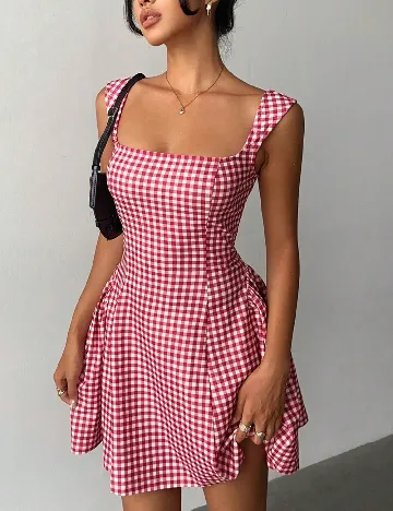 Rochie scurta SHEIN, rosu/alb