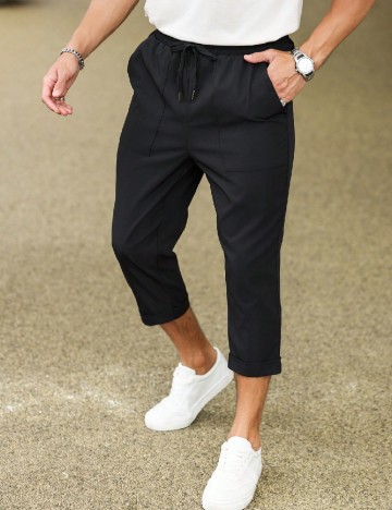 Pantaloni trei sferturi SHEIN, negru