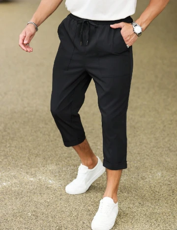 Pantaloni trei sferturi SHEIN, negru