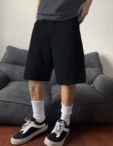 Pantaloni scurti SHEIN Plus Size Men, negru