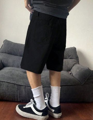 Pantaloni scurti SHEIN Plus Size Men, negru