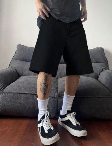 Pantaloni scurti SHEIN Plus Size Men, negru