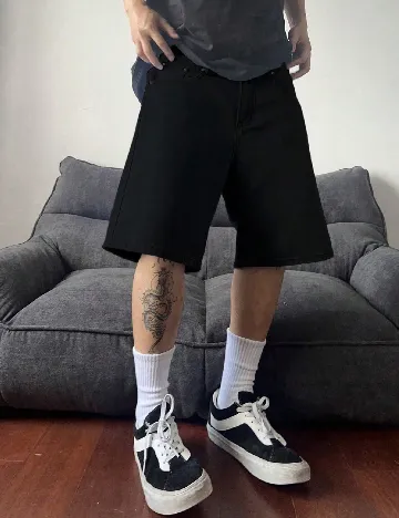 Pantaloni scurti SHEIN Plus Size Men, negru