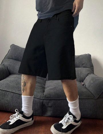 Pantaloni scurti SHEIN Plus Size Men, negru