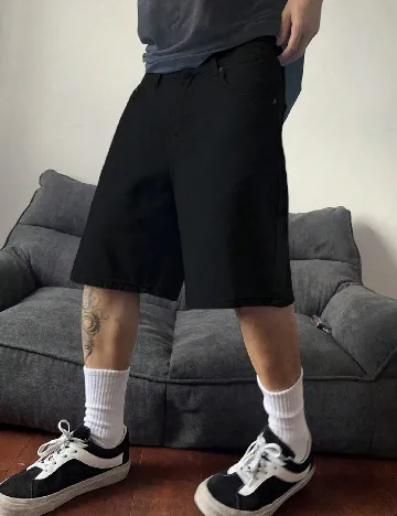 Pantaloni scurti SHEIN Plus Size Men, negru