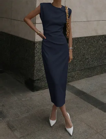 Rochie lunga Dazy, bleumarin