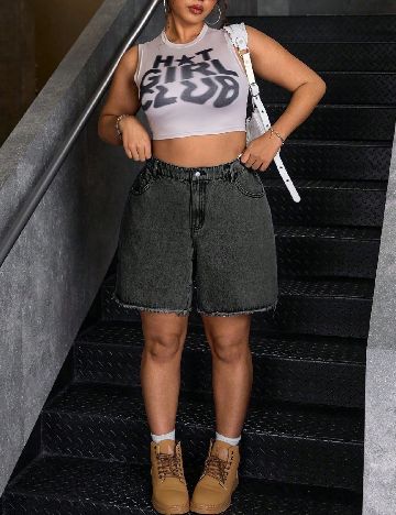 Pantaloni scurti SHEIN CURVE, gri inchis