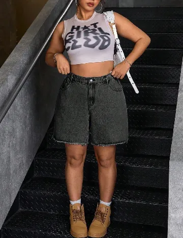 Pantaloni scurti SHEIN CURVE, gri inchis